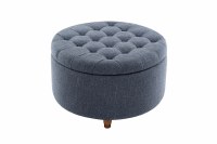 28" Round Blue Storage Ottoman