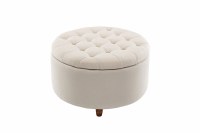 28" Round Cream Storage Ottoman