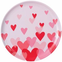 14" Round Multicolor Heart Melamine Platter