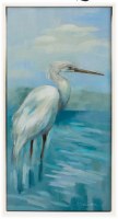 35" x 17" Heron 1 Framed Coastal Canvas