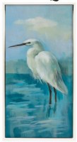 35" x 17" Heron 2 Framed Coastal Canvas