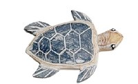 6" Blue Wood Sea Turtle Coastal Wood Wall Art Plaque
