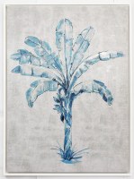 46" x 34" Blue Banana Tree 2 Canvas in a White Frame