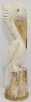 20" Large Distressed White Wood Pelican on a Piling Statue