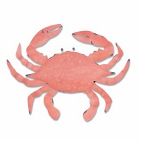 20" Distressed Coral Crab Coastal Metal Wall Art Plaque