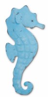 20" Right Facing Distressed Aqua Seahorse Coastal Metal Wall Art Plaque