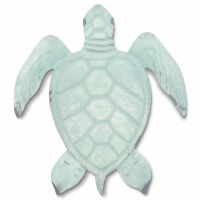 16" Distressed Seafoam Sea Turtle Coastal Metal Wall Art Plaque