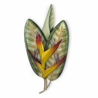 29" x 15" Natural Heliconia Tropical Metal Wall Art Plaque MM013N