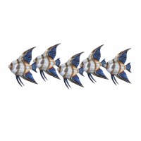 35" Five Blue Angelfish Coastal Metal  Wall Art Plaque