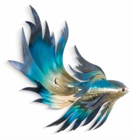 20" Blue Right Facing Fish Coastal Metal Wall Art Plaque