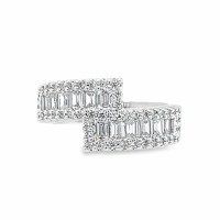 Size 6 Cubic Zirconia Bars Touching Sterling Silver Plated Ring