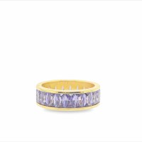 Size 5 Genuine Amethyst Band Gold Sterling Silver Plated Ring
