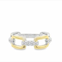 Size 5 Cubic Zirconia and Gold Sterling Silver Plated Links Ring
