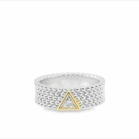 Size 6 Gold Triangle Shaped Cubic Zirconia Sterling Silver Plated Ring