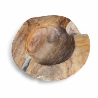 14" Round Teak Wood Rustic Bowl MMG105