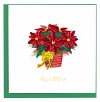 6" Square Red Potted Pointsettia "Happy Holidays" Quilling Card