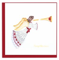 6" Square Red and White Angel Christmas Quilling Card