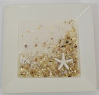 6" Square Sand Ceramic Beach Tray