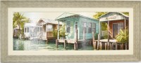 27" x 61" Bring a Boat Coastal Gel Textured Print in a Distressed Sand Frame