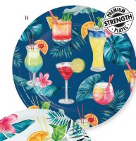 Pack of 8 7" Round Tropical Cocktails Paper Plates