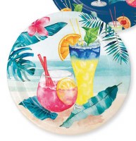 Pack of 8 7" Round Tropical Drinks on the Beach Paper Plates