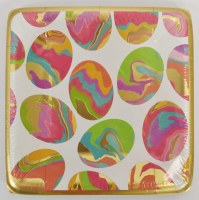 Pack of Eight 7" Sq Marbled Eggs Paper Plates