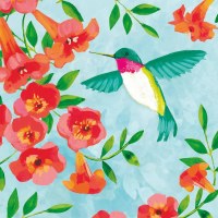 5" Square Humming Bird Paradiso Beverage Napkins