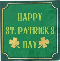 5" Square "Happy St. Patrick's Day" Beverage Napkins