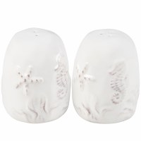 3" Distressed White Sealife Salt and Pepper Shakers