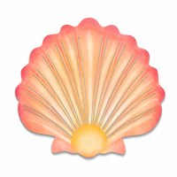 12" Coral Scallop Shell Coastal Metal Wall Art Plaque