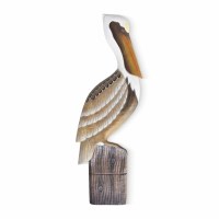 22" Brown Pelican on a Piling Coastal Wood Wall Art Plaque