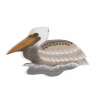 9" Brown Pelican Floating Coastal Wood Wall Art Plaque