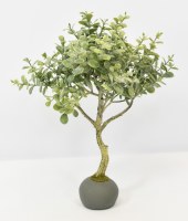 11" Faux Dark Green Boxwood Tree in a Gray Pot