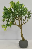 11" Faux Medium Green Boxwood Tree in a Gray Pot