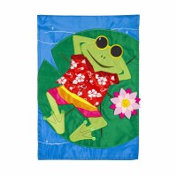 18" x 13" Frog Laying on a Lily Pad Mini Garden Flag