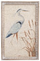 20" x 16" Blue Heron With Sea Oats Coastal Gel Textured Framed Print