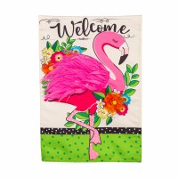 18" x 13" "Welcome" Floral Flamingo Mini Garden Flag