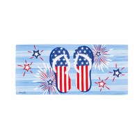 10" x 22" Red, White, and Blue Flip Flops Sassafras Doormat Insert