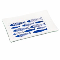 9" x 14" Blue and Clear Glass Fish Platter