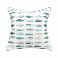 20" Sq Fish Pattern Decorative Pillow