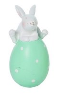 5" Bunny Laying on an Aqua Egg Figurine