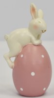 5" Bunny Laying on a Pink Egg Figurine