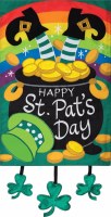 18" x 12" "Happy St. Patrick's Day Shamrocks Dangling Mini Garden Flag