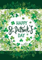 18" x 12" "Happy St. Patrick's Day" Shamrock Wreath Mini Garden Flag