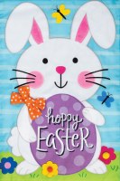 18" x 12" "Happy Easter" White Bunny Mini Garden Flag