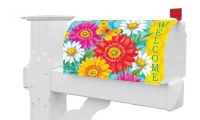 "Welcome" Multicolored Gerberas Mailbox Cover