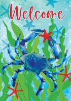 18" x 12" "Welcome" Blue Crab Mini Garden Flag