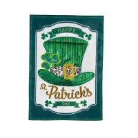 18" x 13" "Happy St. Patrick's Day" Leprechaun Hat Mini Garden Flag