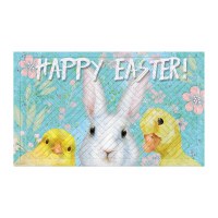 18" x 30" Embossed "Happy Easter" White Bunny Doormat