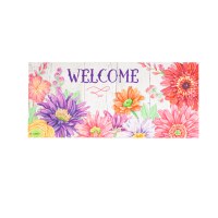 10" x 22" "Welcome" Multipastel Daisies Sassafras Doormat Insert